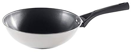 Pyrex 8019841 Expert Touch Wok en Inox Ø 28 cm Compatible tous Feux dont Induction - Revêtement Anti-Adhésif Renforcé Longue Durée