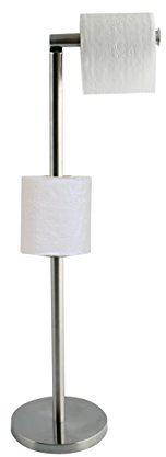 MSV Portarrollos de Papel higiénico de pie, 15 x 60 x 15 cm, Soporte de Papel Independiente en Acero Inoxidable, Elegante Soporte para Rollos de Papel de Repuesto, Cromado, Plateado