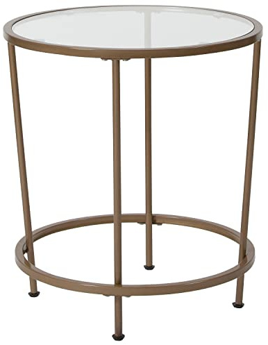 Flash Furniture Mesa Auxiliar de Cristal, Oro Transparente/Mate