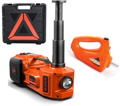 Electric Car Jack Kit 5Tons Hydraulic Floor Jack Roadside 12V Auto Emergency Kit 155-450mm Lifting Range Tire Repalce Tool with Wrench Spanner Air Compressor for SUV Sedan Lifting