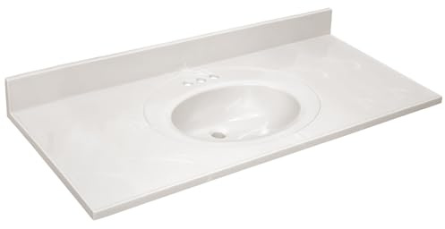 Design House Cultured Marble Vanity Top, 49 in W x 22 in D, Integrated 4 in Centerset Oval Sink & Backsplash, Ivory Swirl, 586347