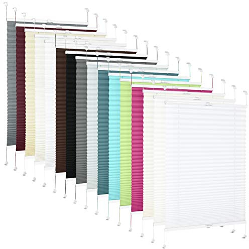 TEXMAXX Plissee Klemmfix in Hell-Grau - Breite x Länge 145 x 130 cm - Plisseerollo ohne Bohren inkl. Zubehör - Sonnenschutz Jalousie für Fenster & Tür (PR145X130-P06)