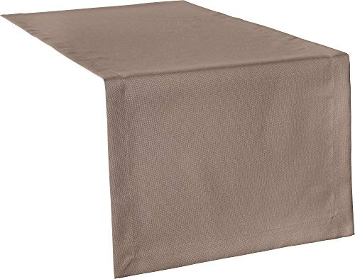 Erwin Müller Tischwäsche, Tischläufer Uni, Madrid Taupe Größe 50x150 cm - angenehme, weich fließende Qualität, mit hochwirksamer Fleckschutzausrüstung, bügelleicht