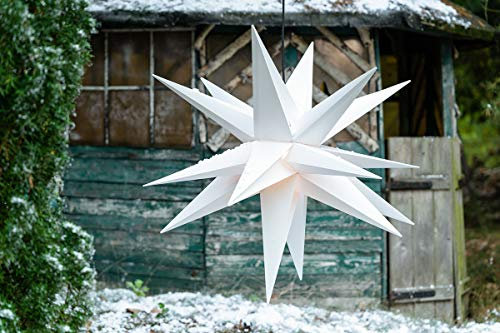 Novaliv Weihnachtsstern Dekostern 100cm Weiss für INNEN + AUSSEN Weihnachtsbeleuchtung für Glühbirne E14 Gewinde mit Schuko Stecker Weihnachtsdeko Stern beleuchtet Xmas Lights Weihnachtslicht 3D