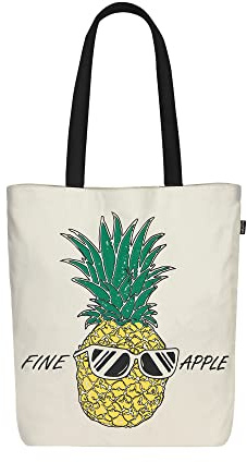 Eco Right Bolsa de lona para mujer, bolsa de hombro de algodón orgánico, bolsa de compras reutilizable para comestibles, bolsas de regalo, bolsa de libros, bolsa de viaje, Piña de manzana fina