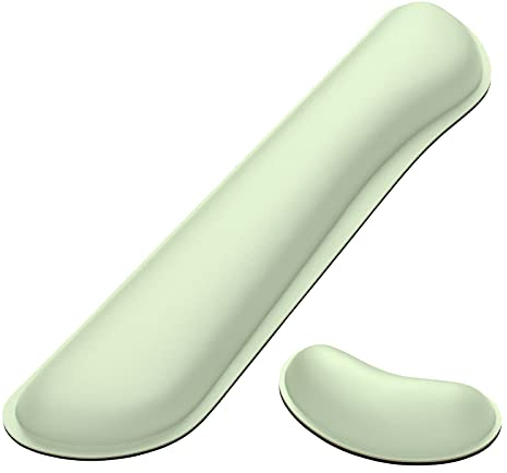 Dapesuom,Cuscino da polso per tastiera, in memory foam, per facilitare la digitazione e alleviare il dolore, tappetino per il polso, supporto antiscivolo per il gioco, computer, ufficio, verde lago
