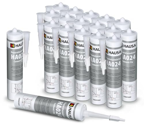 HAUSA Reparatur-Mörtel Cement Fix HA024 18x 310ml zementgrau gebrauchsfertiger Fugenmörtel zum Verfugen Füllen Ausbessern von Fugen Brüchen Rissen, Express Zement für Innen & Außen, Dichtmasse