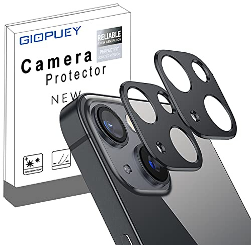 GIOPUEY Camera Lens Protector Compatible with iPhone 13,[2 Pack] iPhone 13 mini Camera Protector,Camera Lens Metal Protectors [Does Not Affect Imaging](Black)