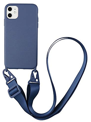 Emlivi Handykette Hülle kompatibel mit iPhone 11 Pro Max Necklace Hülle mit Kordel Handyhülle Nylon Schultergurt zum Umhängen Silikon Schutzhülle mit Band kompatibel mit iPhone 11 Pro Max - Blau