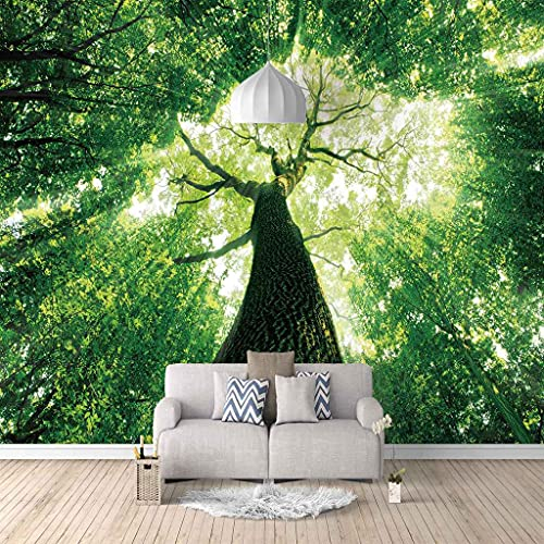 FVGKYS Wandbilder Schlafzimmer Erwachsene Kinder Tapete Plakate 3D Grüne Bäume Landschaft Selbstklebend Wandgemälde Wandtattoo Kunst Dekoration Für Wohnzimmer Küche Wanddekoration 350x256cm