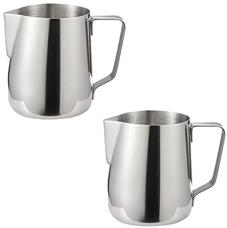 2 Pcs Stainless Steel Milk Pitchers - 100 ML Professional Barista Milk Jugs for Latte, Cappuccino, Mocha