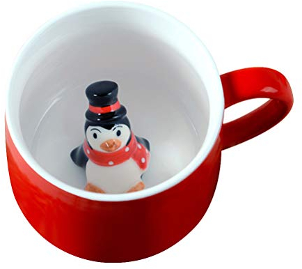 TOPBATHY Keramik Kaffeetasse Mit Deckel Cartoon Design Innenmotiv Als Überraschung Geeignet Für Heiße Und Kalte Getränke