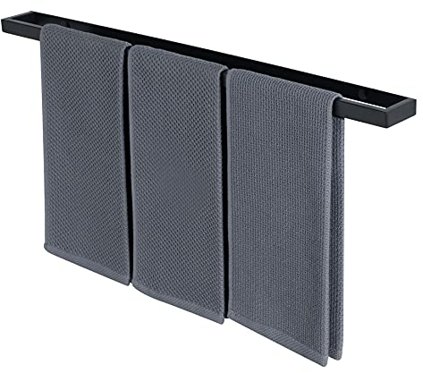 SAYAYO Handtuchhalter Schwarz Handtuchstange mit Bohren Gästehandtuchhalter Wandmontage Edelstahl Badetuchhalter für Badezimmer und Küche 70CM
