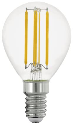 Eglo E14 LED dimmerabile, lampadina classica a forma di goccia, illuminazione retrò, 4,5 Watt (equivalente a 40 Watt), 470 lumen, luce bianco caldo, 2700k, lampadina Edison P45, Ø 4,5 cm