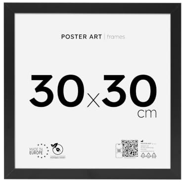 POSTER ART Bilderrahmen 30x30 cm Hängende aus MDF und Acrylglas Schwarz | Für Poster und Puzzles, Vertikal oder horizontal, Einfache Montage, Robustes Acrylglas, Europäische Produktion