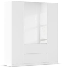 Rauch Möbel Mainz, Kleiderschrank, Farbe Weiß, Breite 181 cm | Schrank, Kinderkleiderschrank, 4-türig, mit Spiegel, Push-to-open, für Schlafzimmer, Kinderzimmer, Babyzimmer, Garderobe
