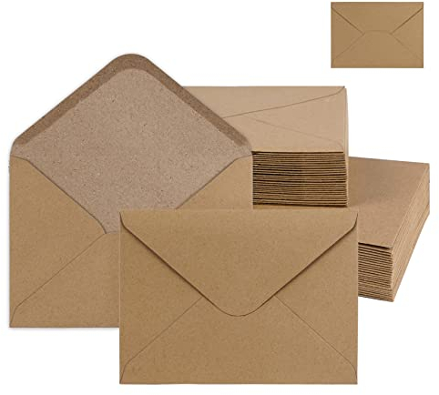 Mocraft 25 Mini Briefumschläge B6 Briefumschläge Ohne Fenster mit Nassklebung - 150 g/m² Kraftpapier Umschläge für Gruß-Karten Hochzeit Einladungen