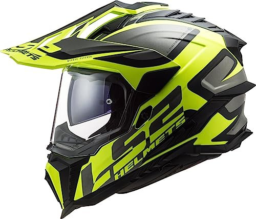 LS2 Helm Explorer Alter MX701 matt schwarz/gelb Größe XL | Licht getint vizier | Crosshelme | Ratsche | Kunststoff | geeignet für Moped, Motorrad, Mofa, Schaltmoped, Roller