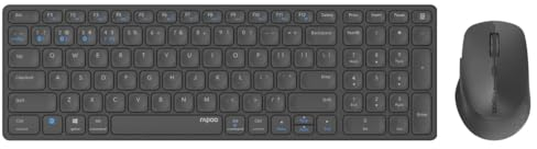 Rapoo - Teclado inalámbrico multimodo recargable Blade 9700M (paquete de teclado y ratón, teclado recargable 99 teclas AZERTY, ratón 5 botones autonomía 12 meses, ideal para ordenador portátil), color