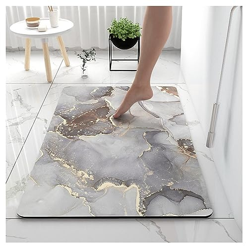 Ergocar Tapis de Bain Absorbant, Tapis de Salle de Bain à Séchage Rapide Antidérapant, Résistant à l'usure Tapis de Salle, Tapis d'Entrée pour Salle De Bain, Cuisine, Chambre(Motif en Marbre)