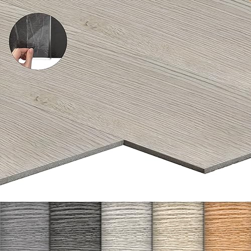 LZQ PVC-golvbeläggning, vinylgolv, självhäftande, med träeffekt, 54 vinylplattor 7,53 m² golvplattor självhäftande, självhäftande kakel golv slitstark vattentät för vardagsrum kök, ek vit