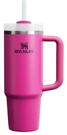 STANLEY Quencher H2.0 FlowState - Vaso aislado al vacío de acero inoxidable con tapa y popote para agua, fucsia, 30 onzas