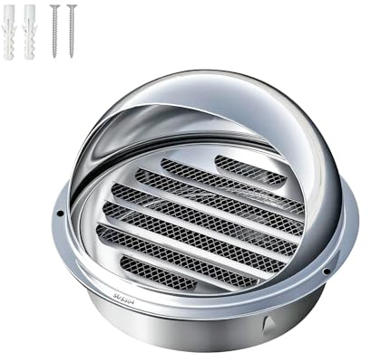 Qrity Rejilla de Ventilación Campana de Ventilación Redonda de Acero Inoxidable, Rejilla Ventilacion Extractor Campana, 160mm