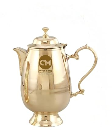 Brass Jug Pital Jug Pitcher with Lid Drinkware Gift Item Luxury Solid Design - 1.5 Liter (1220gm)