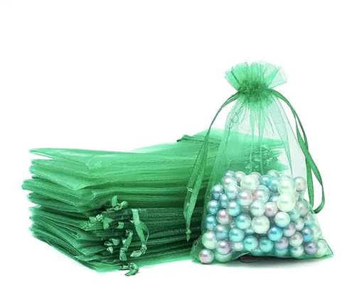 YWKJDDM Organzabeutel, 30 Stück Organzasäckchen 20x30 cm Schmuckbeutel Gross Organza Säckchen Zum Befüllen für Geschenksäckchen Hochzeit Weihnachten Beutel Party Geschenk (Grün)
