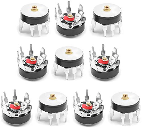 QMIQXIWS RV 12MM B103 10-teiliges Potentiometer 10K Ohm 3-polige Einstellung Carbonfilm-Zifferblatt-Potentiometer mit EIN-/Aus-Schalter for Audio-Lautstärkeregelung ZUZAOJUYIN