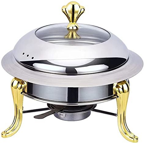Stainless Steel Chafing Dish Buffet Set with Glass Viewing Lid, Chafers 28cm Buffet Servers and Warmers for Wedding, Parties, Banquet, Catering Events