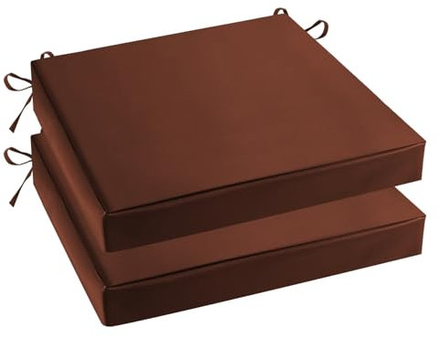 Heavyoff 2er Set Stuhlkissen Polsterauflage wasserdicht Gartenstuhlauflagen Sitzauflagen Sitzkissen für Stühle, Bänke Braun, 45x45x5cm