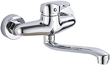 Wandmontierter Mischbatterie Für Küchenspüle Küchenarmaturen Mischbatterie 360 ​​° Drehbare Küchenarmaturen Einhebelmischer-Chrom_35 Cm,Chrom,30cm