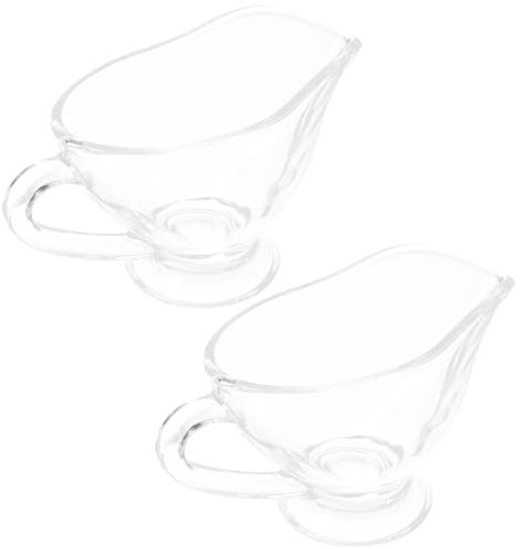 Ciieeo 2pcs Glass Juice Boat Mini Sauce Boat Gravy for BBQ Dinner Party Tea Party Wide Applicable Scenes