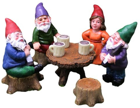 PUCHEN 6 pieces Fairy Gnomes Resin Miniature Fairy Garden Statue Statue Sculptures Table Decoration Holiday Festivals Decorative Ornament For Family Friends
