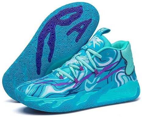 LJFIWY Chaussures de basketball pour homme, semelle en caoutchouc, antidérapantes, pour entraînement en plein air, chaussures de basket, cadeau, bleu, 41 EU