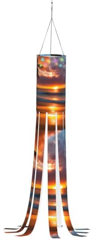 Halloween-Windsack mit Sonnenuntergang-Strand-Druck, festliche Herbstdekoration, Geister-Design für den Außenbereich