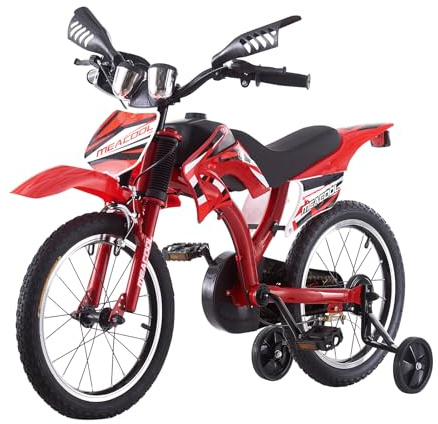 BSTSEL 16/18/20 Kids Bike Boys Motocross Bike Dazzling Motorcycle Bike Simulated Motorbike Sound Boys Bicycle Gift with Removable Stabilisers Wheels for Ages 4-12 Years Old