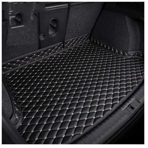 QIPEVMLZ Kofferraummatten Für Für Q7 4L MK1 2006 2007 2008-2015 7 Sitze Wasserdichtes Lederschutzpolster Autozubehör Antifouling-Pads Auto Kofferraummatte(Black beige,1pcs)