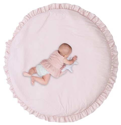 Baby Lekmatta Rund Rufsig Aktivitet Lekmatta, 100cm Rosa Baby Lekmatta För Golv, Bomull Krypmatta Baby Lek Gymmatta För 0-6 6-12 Månader För SmåBarn Barn Barnkammare Inredning