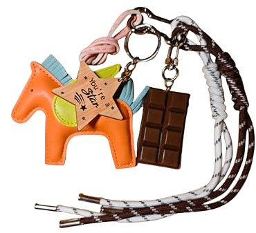 HOHOPEACH Y2k Breloque de sac à main en corde à suspendre pour sac à main, Poney orange rose, taille unique