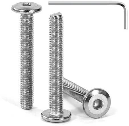 Tunejoy Viti a Testa Piatta M5 x 35 mm Vite a Testa Esagonale Bulloni in Acciaio Inox A2 V2A Bulloni per Mobili con Chiavi a Esagono Filettatura Completa 30 Pezzi
