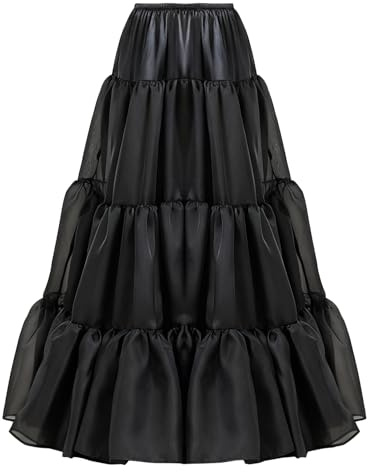 BEAUTELICATE Petticoat Unterrock Lang Tüll Reifrock A Linie 50er Jahre Petticoat Crinoline für Hochzeit Brautkleid Rockabilly Kleid Karneval Halloween S-XXL