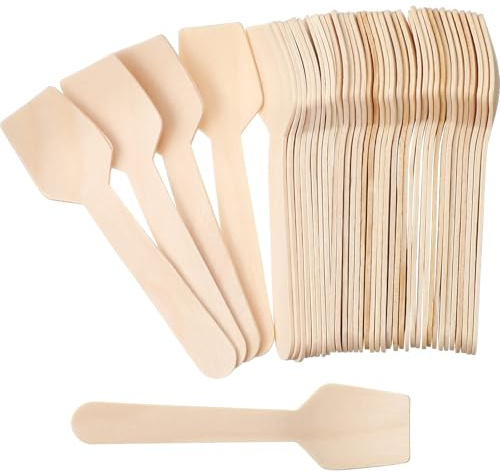 SinChic Einweg Holzlöffel,100 PCS Eislöffel aus Holz Holzlöffel Wegwerflöffel aus Holz Eislöffel Einweg Umweltfreundliches Mini Naturbesteck aus Naturholz