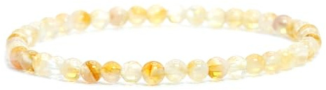 Äkta ädelstensarmband med 4 mm runda pärlor i olika längder – helande sten, skyddande sten, lyckobringande, talisman, present, present, L - 21 CM, Ädelsten, Ädelsten.