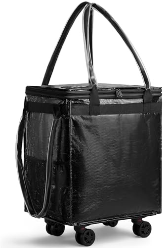 (Large) Fanwoli Reusable Grocery Bag on Wheels with Upgraded Wrinkle-Resistant Fabric | Enhanced Stability Wheels & Extended Handle | Foldable Shopping Trolley for Laundry, Carries Up to 66 L