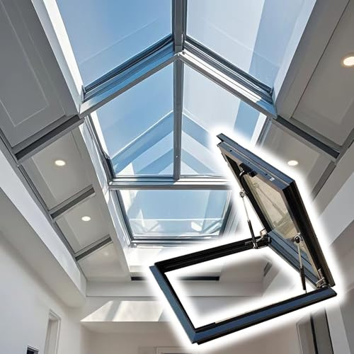 Lucernario per tetti residenziali, lucernari per tetti di case, lucernario con installazione manuale su ponte di ventilazione con vetro temperato a doppio strato, per soffitta/seminterrato(LxW 55x50cm