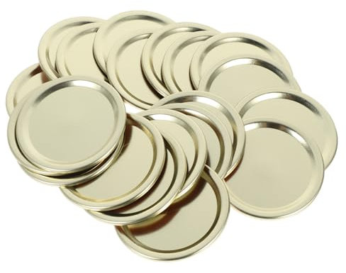 PRETYZOOM 20pcs Tinplate Jar Lid Replacement Regular Mouth Canning Lids Airtight Covers for Storage Spices Jam Tea