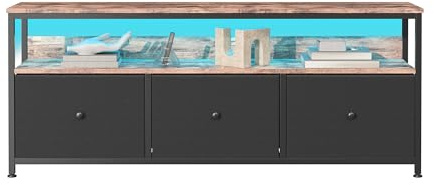 MINGZHE Mobile per TV, tavolo TV retrò, supporto multimediale, supporto TV con cassetti, centro intrattenimento, console multimediale, supporto TV per soggiorno, stile retrò, nero, 137 x 30 x 57 cm