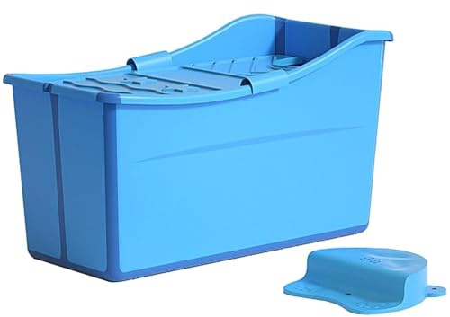 Foldable Portable Hot Tub with Non-Slip Stool and Thermal Insulation Cover, Ideal for Petite Adults Seeking Mobile Bathing Experience